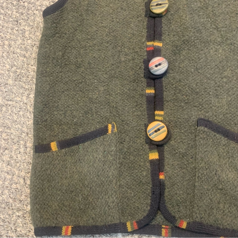 Norah Curtis Canada Vintage Wool Silk Wooden Button Vest - Picture 3 of 11